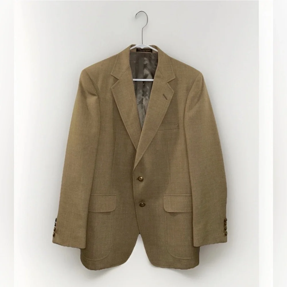 Vintage Warren Sewell Mens Sz 41R Tan Blazer Sport Coat Wool/Camel‎ Hair Blend